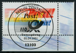 BRD 2001 Nr 2179 ESST Zentrisch Gestempelt ECKE-URE X84CE22 - Used Stamps