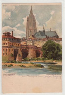 39089341 - Frankfurt, Lithographie. Werbekarte Von Thee-Messmer.  Ein Blick Auf Den Dom Von Frankfurt Ungelaufen  Um 19 - Frankfurt A. Main