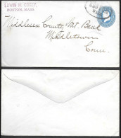 USA Boston MA 1c Postal Stationery Cover Mailed 1890s. - Lettres & Documents