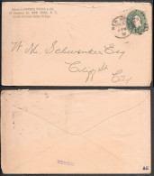 USA New York 1c Postal Stationery Cover Mailed 1890s. Greene Tweed & Co. - Covers & Documents