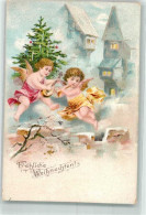 39746741 - Engel Spielen Vor Einem Weihnachtsbaum Auf Laute Und Floete - Autres & Non Classés