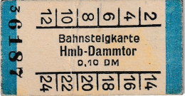 DEUTSCHLAND  --  BAHNSTEIGKARTE  HAMBURG - DAMMTOR  --  TRAMWAY, STRASSENBAHN    --  0,10 DM - Europe