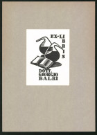 Exlibris Dott. Giorgio Balbi, Aufgeschlagenes Buch, Kolben Mit Flüssigkeit  - Ex-libris