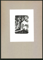 Exlibris J. Z., Baum Mit Seelandschaft  - Bookplates