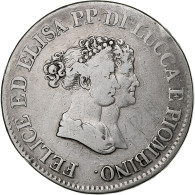 États Italiens, LUCCA, Felix And Elisa, 5 Franchi, 1805, Firenze, Argent, TB - Lucca