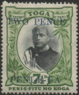 Tonga 1923 SG65 2d On 7½d King George II MNG - Tonga (1970-...)