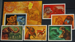 CHAD 1972, Lions, Elephant, Zebra, Hippo, Animals, Fauna, Mi #522-6 + B38, Used / MNH** - Autres & Non Classés