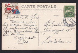 Sweden - 1925 PPC Menton Hotel - Posted Stockholm With Charity Label - Covers & Documents