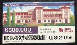 118 B, 1 X Lottery Ticket, Portugal, « Alma Portuguesa »,«Portuguese Soul», «Architecture», « Solares Minhotos», 2024 - Lotterielose