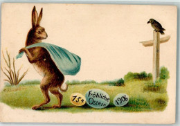 10684941 - Oserhase Mit Einem Sack Ostereier Vermenschlicht Rabe Auf Kreuz Lithographie - Ostern