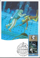 Soviet Space Maxi Card 1985. Cosmonautics Day. Weightlessness Training In A Hydrotank - Russie & URSS