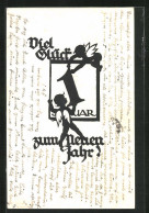 Künstler-AK Sign. A. M. Schwindt: Zwei Kleine Engel Am Kalender, Neujahrsgruss  - Other & Unclassified