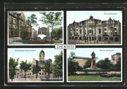 AK Chemnitz, Rathaus, Centraltheater, Körnerdenkmal  - Théâtre