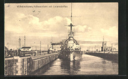 AK Wilhelmshaven, Hafeneinfahrt Mit Linienschiffen, Kriegsschiff  - Warships