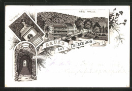 Lithographie Treseburg, Hotel Forelle, Wilhelms-Blick  - Other & Unclassified