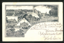 Lithographie Hohenwestedt, Villa Andersen, Volksschule, Pastorat  - Other & Unclassified