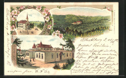 Lithographie Albertsberg, Kirche, Haus Im Wald, Ortspartie  - Autres & Non Classés