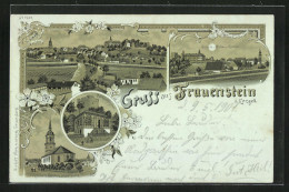 Mondschein-Lithographie Frauenstein /Erzgeb., Parkschlösschen, Schloss Mit Ruine  - Frauenstein (Erzgeb.)