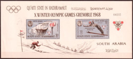 F-EX49379 SOUTH ARABIA HADHRAMAUT MLH 1968 WINTER OLYMPIC GAMES GRENOBLE.  - Winter 1968: Grenoble