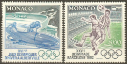 F-EX49471 MONACO MNH 1992 OLYMPIC GAMES BARCELONA – ALBERTVILLE SOCCER SKITING.  - Zomer 1992: Barcelona