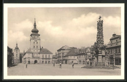 AK Saaz /Zatec, Namesti, Radnice, Säule Der Heiligen Dreifaltigkeit  - Czech Republic