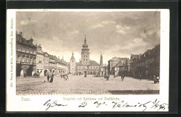 AK Saaz /Zatec, Ringplatz Mit Rathaus Und Stadtkirche  - Tschechische Republik