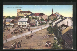 AK Prerau, Zerotin-Platz Mit Pferdewägen  - Tschechische Republik