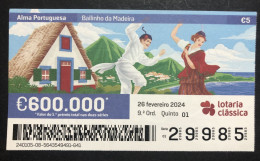 118 B, 1 X Lottery Ticket, Portugal, « Alma Portuguesa »,« Portuguese Soul », « Bailinho Da Madeira », « Dance », 2024 - Billets De Loterie