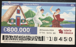 118 B, 1 X Lottery Ticket, Portugal, « Alma Portuguesa »,« Portuguese Soul », « Bailinho Da Madeira », « Dance », 2024 - Billets De Loterie