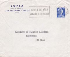 1958--lettre De PARIS 9° Pour TURCKHEIM-68, Type Marianne ..cachet "Votez C'est Batir,S'abstenir C'est Déserter"-COPEX- - 1921-1960: Moderne