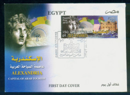 EGYPT / 2010 / ALEXANDRIA - CAPITAL FOR ARAB TOURISM / ALEX  LIGHTHOUSE- LIBRARY / MAP OF ARAB COUNTRIES / FDC - Lettres & Documents