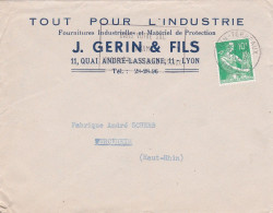 1959--lettre De LYON  Pour TURCKHEIM-68, Type Moissonneuse ..cachet --pub "Tout Pour L'industrie--GERIN & Fils - 1921-1960: Moderne