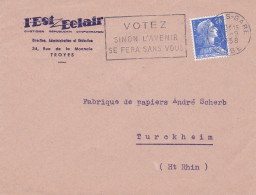 1958--lettre De TROYES-10  Pour TURCKHEIM-68, Type Marianne ..cachet - Pub" L'EST ECLAIR" Journal - 1921-1960: Période Moderne