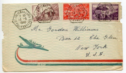 Andorra, French Admin. 1948 Airmail Cover; St. Julien De Loria To The Glen, New York; Scott 85, 108 & 112 - Briefe U. Dokumente