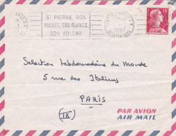 1957--lettre FORT DE FRANCE-Martinique Pour PARIS-75, Type Marianne ..cachet "StPierre,son Musée,ses Ruines,son Volcan" - 1921-1960: Période Moderne