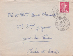 1955--lettre COUTURE SUR LOIR-41 Pour JOUE LES TOURS-37 , Type Marianne . Beaux Cachets Ronds - 1921-1960: Moderne