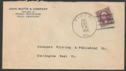 1934 Kentucky - Vicco, Jul 12 Merchadise Corner Card - Lettres & Documents