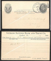 1906 Ludlow VT. (May 16 1906) On 1 Cent McKinley Postal Card. Bank  - Lettres & Documents