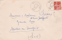 1958--lettre CAGNAC SUR CERE-46 Pour MAROLLES EN HUREPOIX , Type Moissonneuse . Beau Cachet Ronds - 1921-1960: Période Moderne