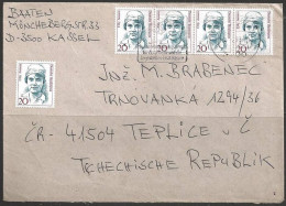 1993 Five 20pf Aussem, Kassel To Czech Republic - Covers & Documents