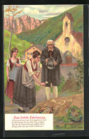 Präge-Lithographie Das Letzte Edelweiss, Tod  - Funeral