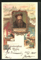 Lithographie Mainz, Gutenbergfeier 1900, Buchdruck, Panorama  - Other & Unclassified