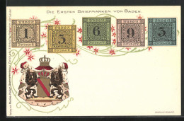 Lithographie Baden, Die Ersten Briefmarken Und Wappen  - Timbres (représentations)