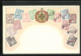 Lithographie Äthiopien, Briefmarken Und Wappen  - Timbres (représentations)