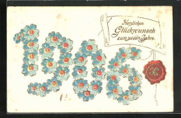 Präge-AK Neues Jahr 1906, Blumen, Jahreszahl  - Autres & Non Classés
