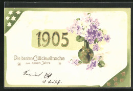 Künstler-AK Glückwünsche Zum Neuen Jahr 1905, Jahreszahl  - Autres & Non Classés