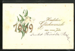 Präge-AK Schneeglöckchen Und Jahreszahl, Neujahrsgruss 1909  - Other & Unclassified