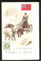 AK Englischer Briefträger Mit Pferdekutsche Bei Schneesturm  - Postal Services