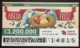 118 B,  Lottery Tickets, Portugal, « PÁSCOA FELIZ », « HAPPY EASTER », « EGGS », 2024 - Billets De Loterie