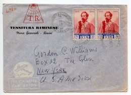 San Marino 1949 Airmail Cover; Serravalle - Tessitura Riminese To The Glen, New York; Scott 302 - 20L. Francesco Nullo - Brieven En Documenten